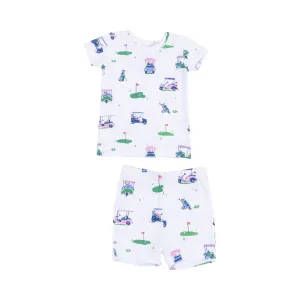 Short Loungewear Set | Pink Vintage Golf Carts
