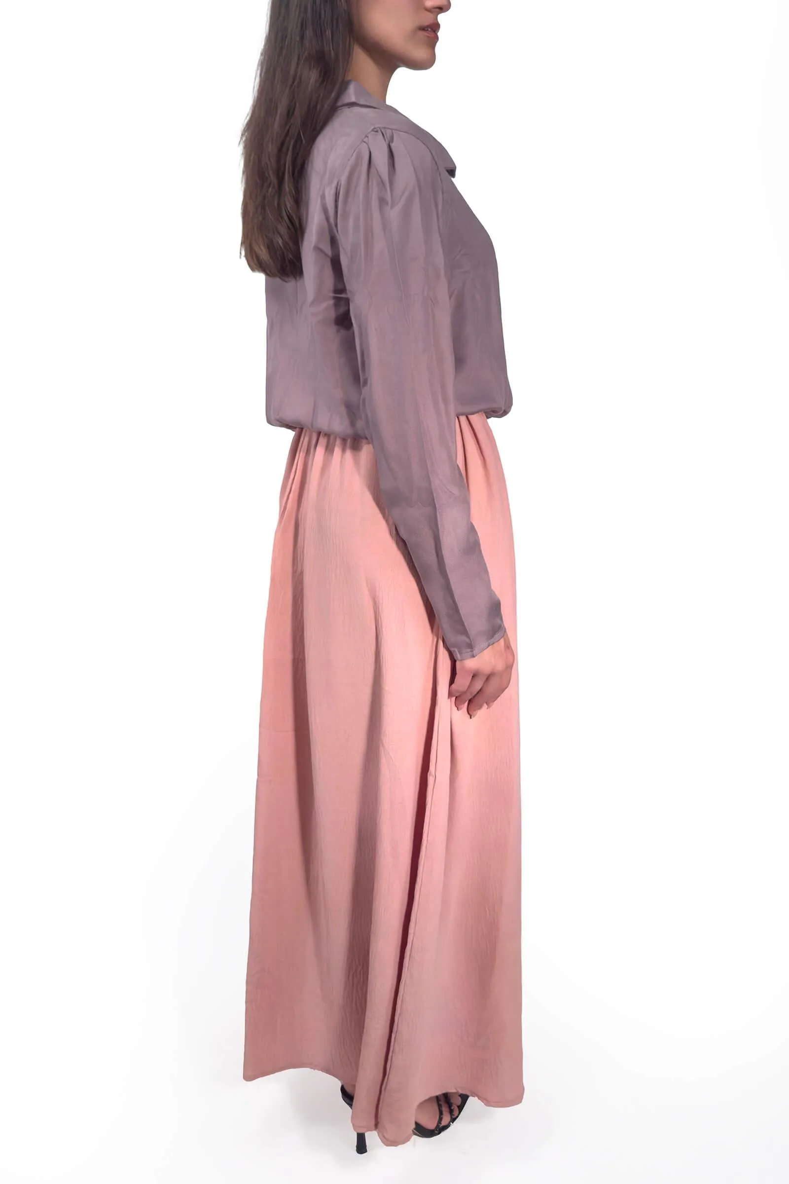 Simple Gray Button-Down Cotton Blouse