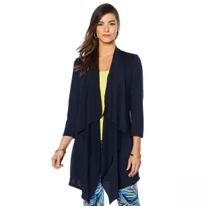 Slinky Brand Women's Plus Size French Terry Drape Duster Cardigan