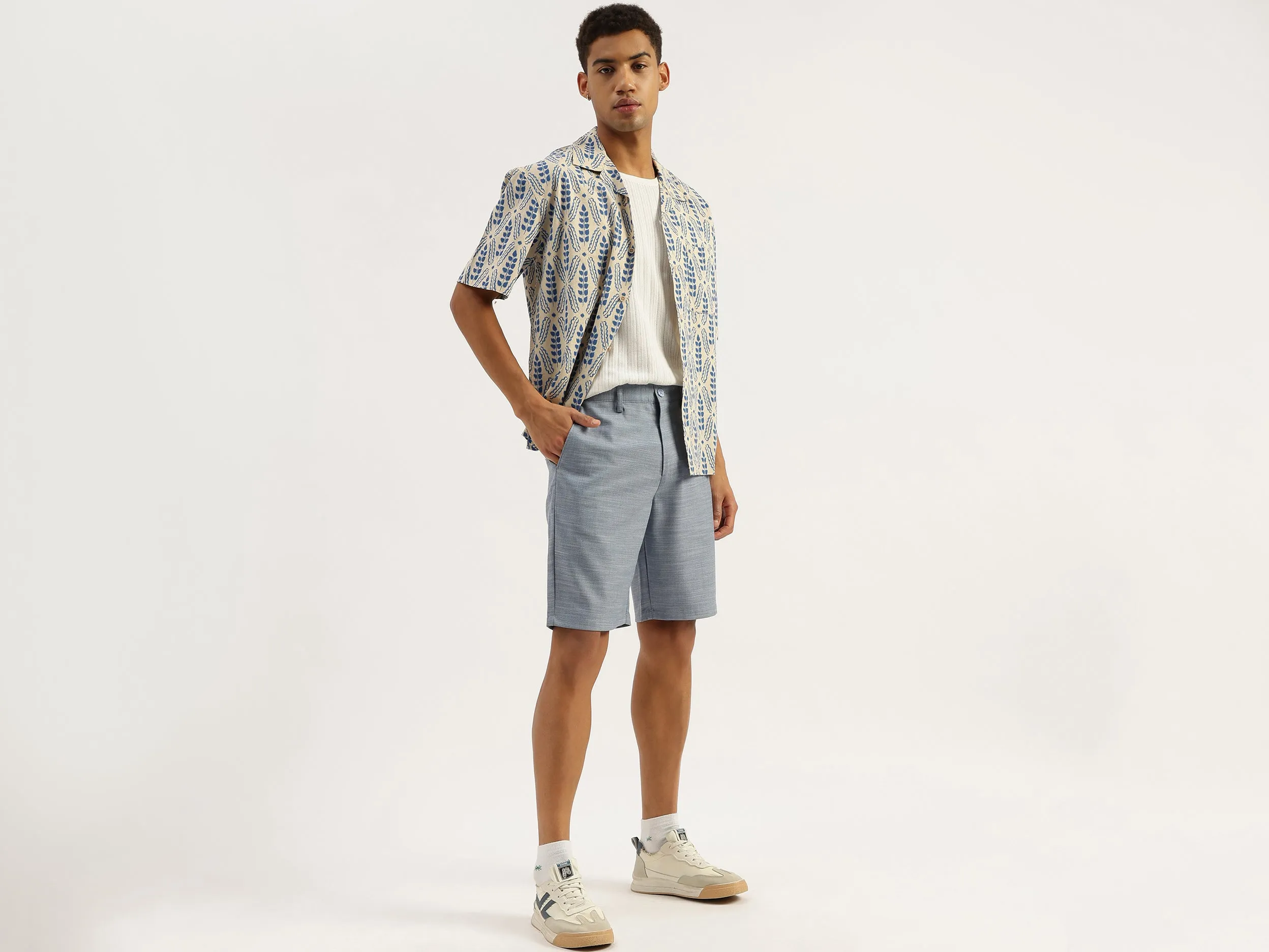 Solid Comfort Fit Chambray Slub Shorts