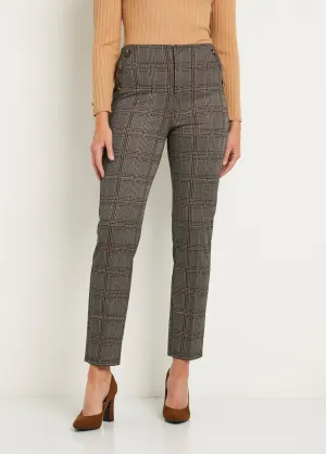Straight-leg pants, normal waist, plain knit or checked
