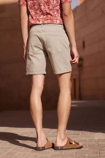 Stretch Denim Shorts For Mens Stone