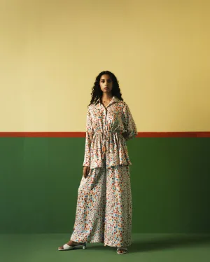 Studio Rigu   I   Crystal Tassle Shirt Digitally Printed Vegan Silk Crystal Digital Print Srch046