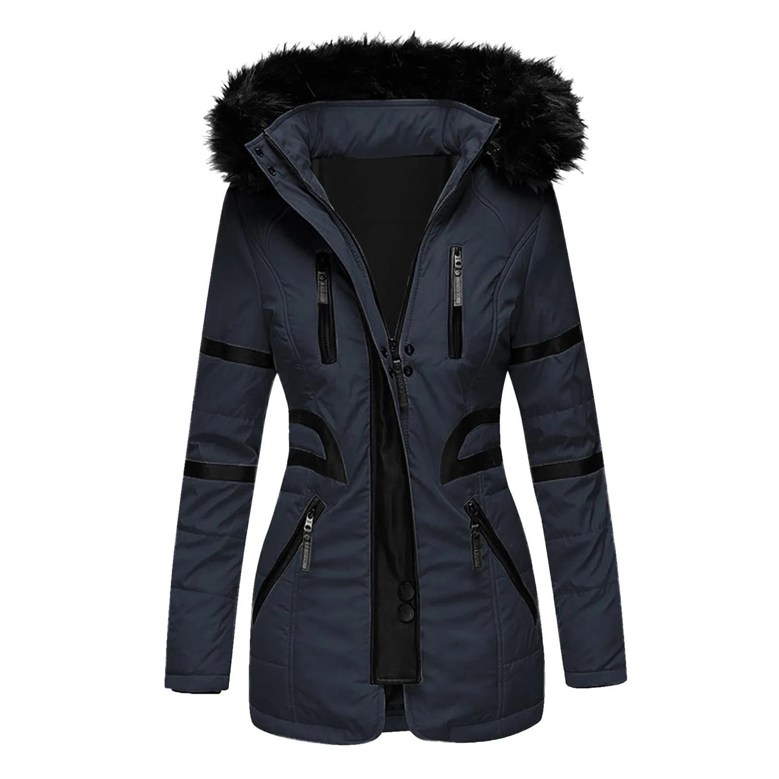 Stylish hooded wool winter coat for women