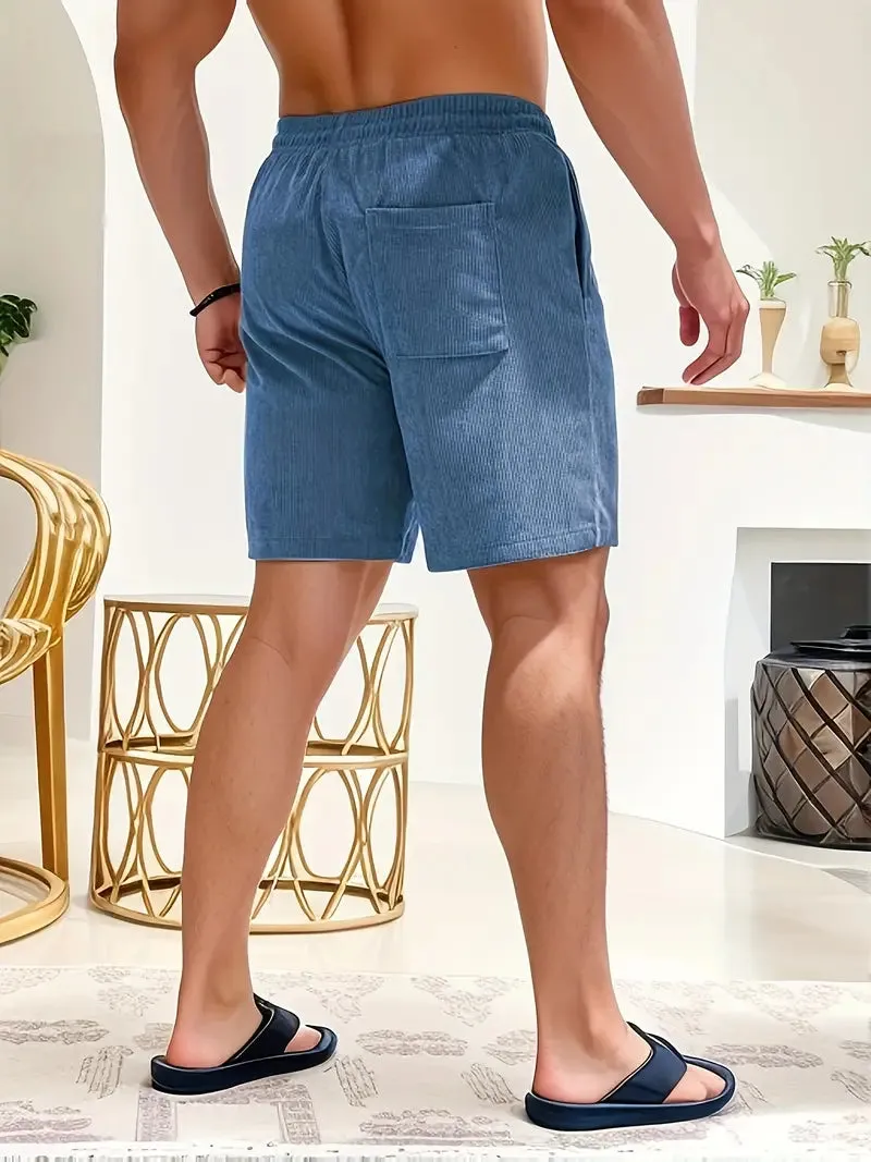 Stylish Men's Loose Fit Corduroy Shorts with Drawstring