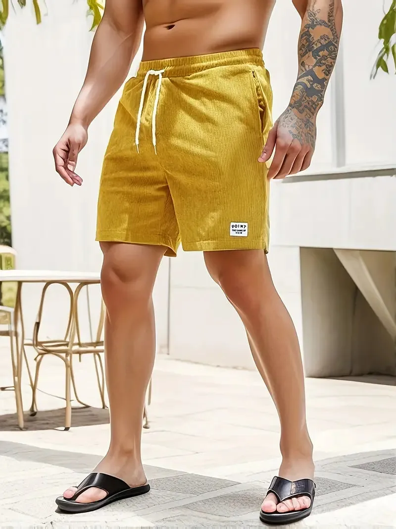 Stylish Men's Loose Fit Corduroy Shorts with Drawstring