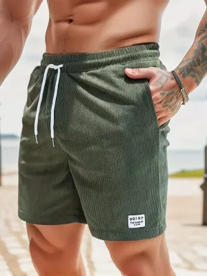 Stylish Men's Loose Fit Corduroy Shorts with Drawstring