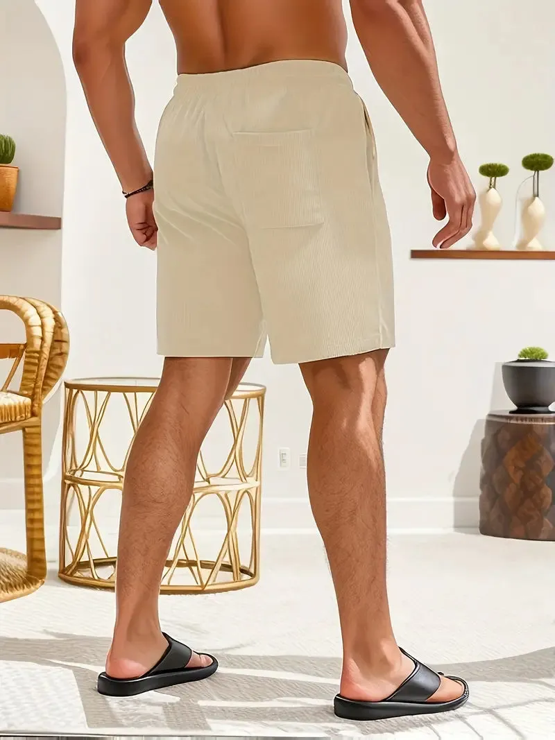 Stylish Men's Loose Fit Corduroy Shorts with Drawstring
