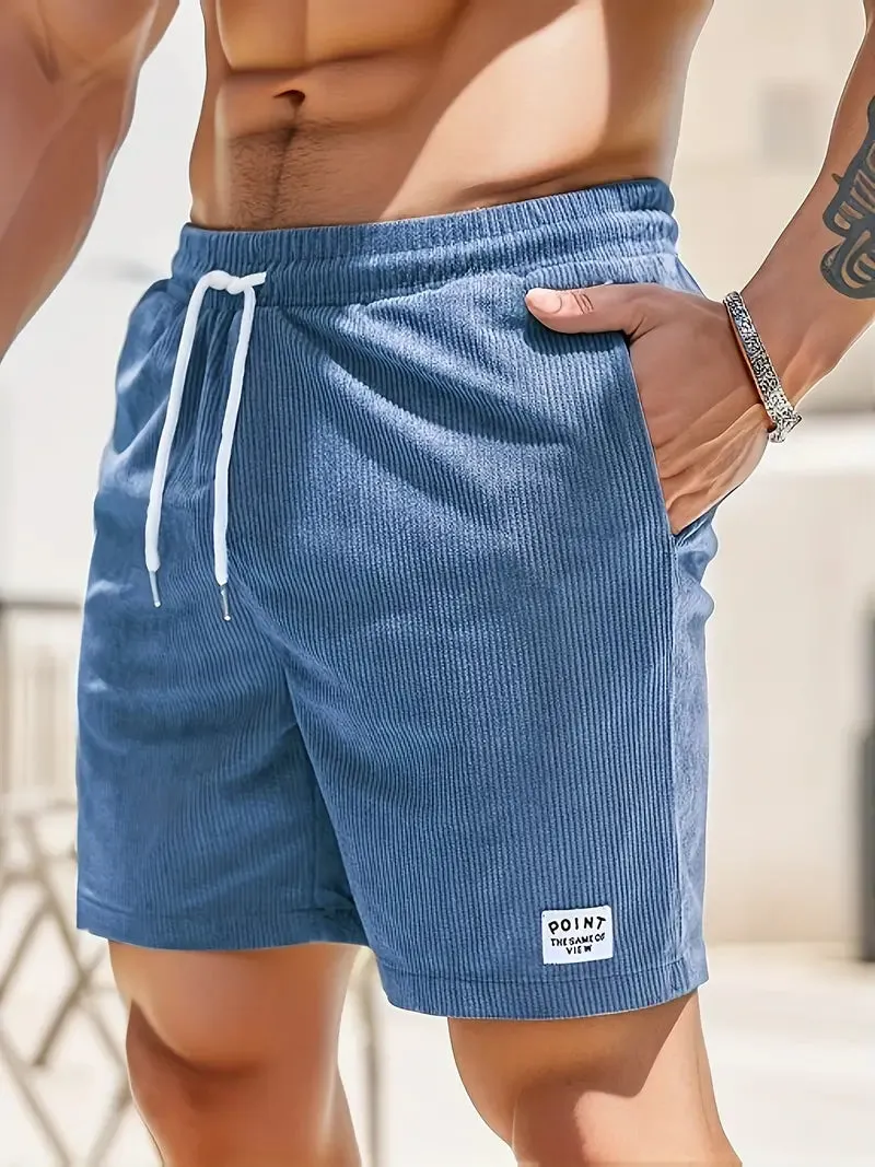 Stylish Men's Loose Fit Corduroy Shorts with Drawstring