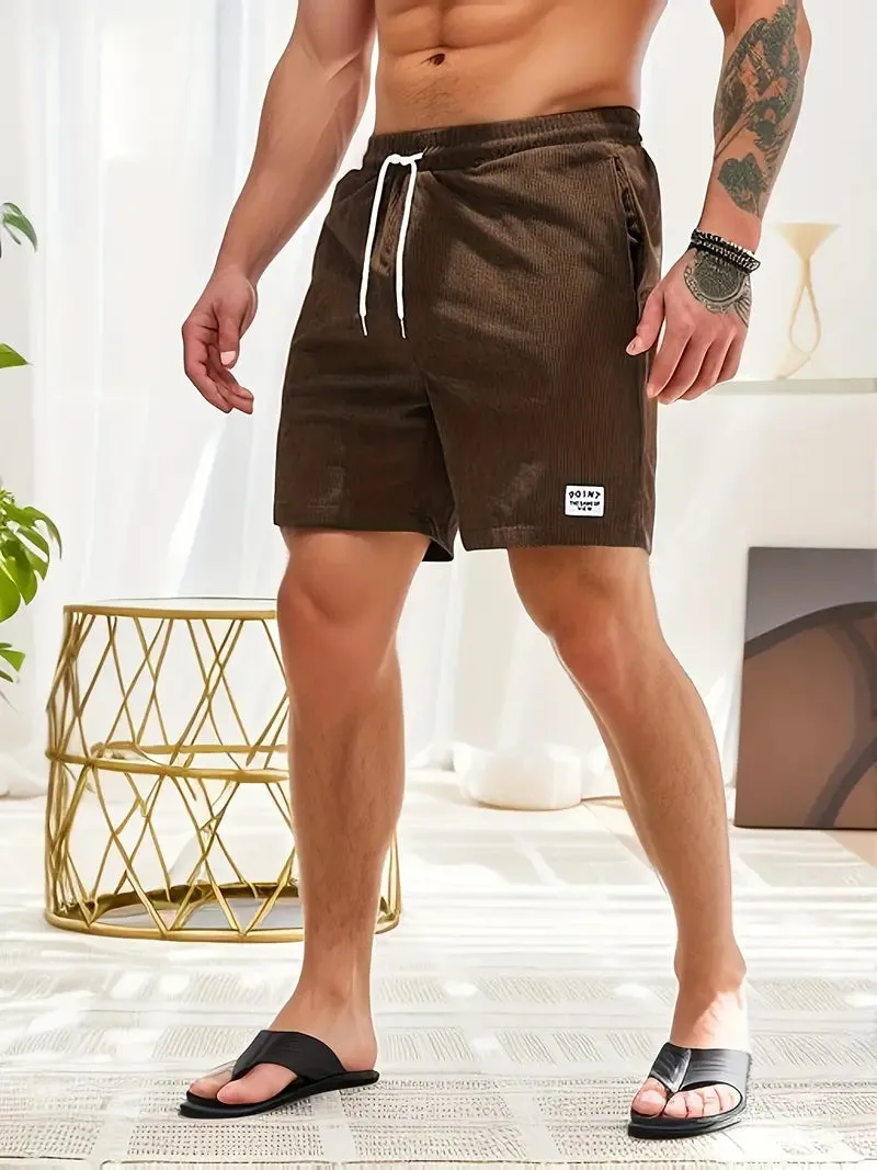 Stylish Men's Loose Fit Corduroy Shorts with Drawstring