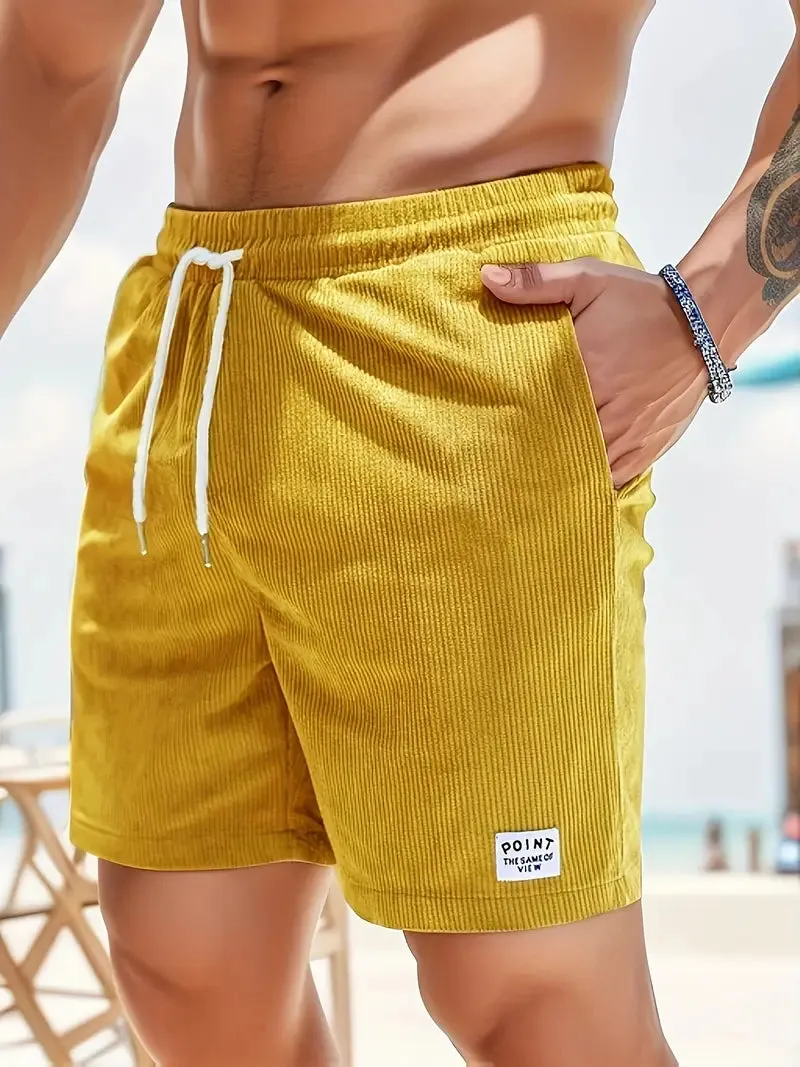 Stylish Men's Loose Fit Corduroy Shorts with Drawstring
