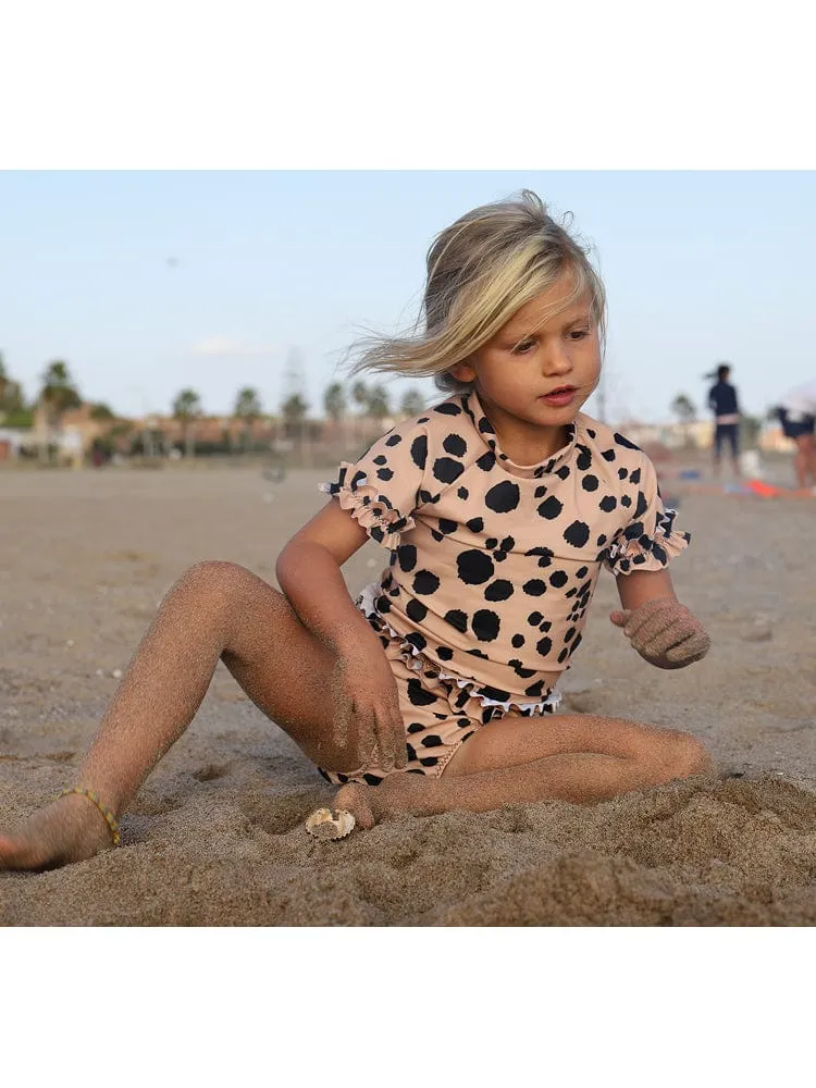Swim Bikini Bottoms - Animal Print Sand and Black