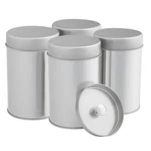 Tea Tins Canister Set with Airtight Double Lids for Loose Tea - Small Kitchen Canisters for Tea Coffee Sugar Storage, Loose Leaf Tea Tin Containers by SilverOnyx - Tea Canisters - 4 pc