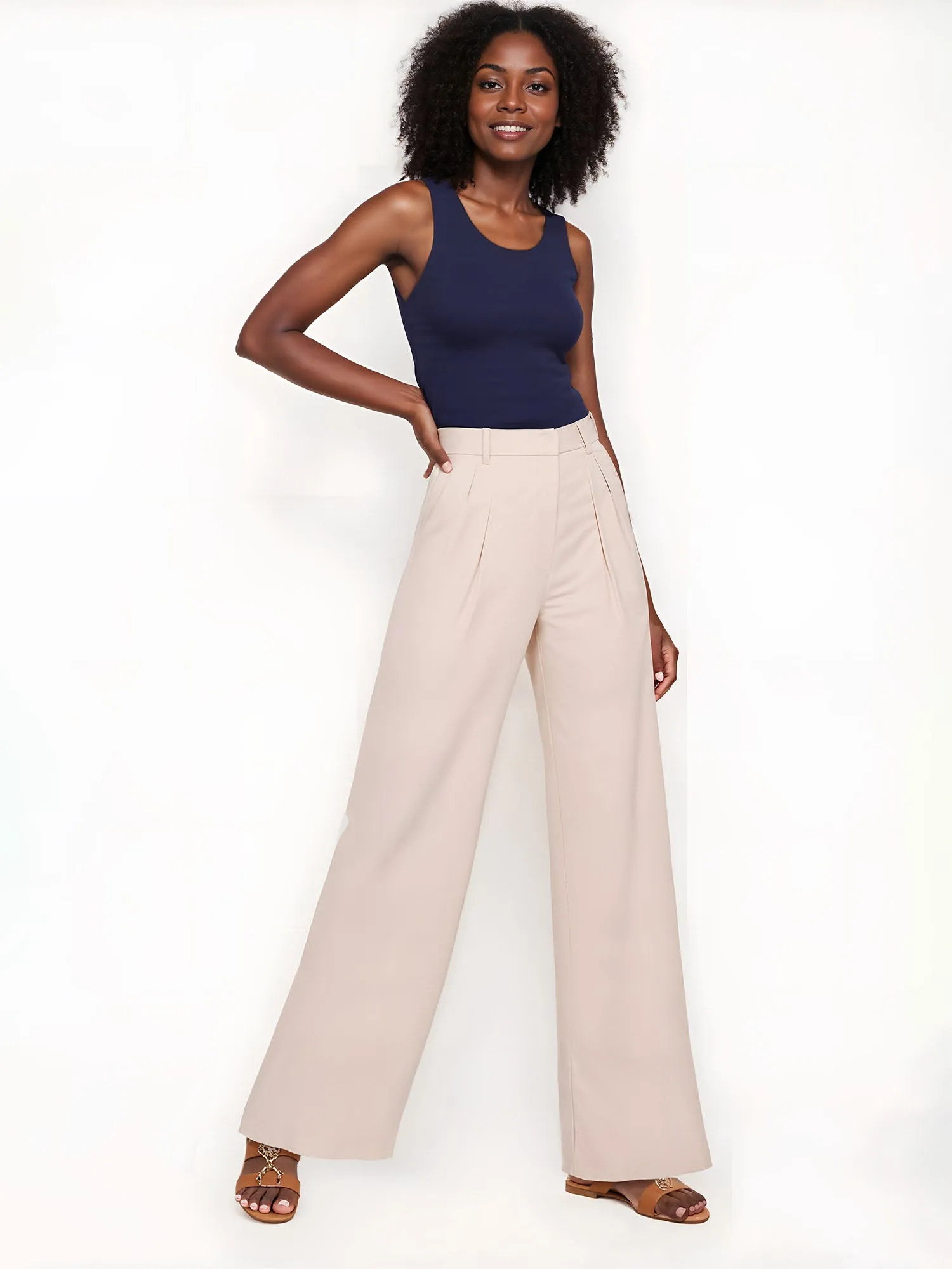 The Serenity Pant - High Waisted Pleated Wide Leg