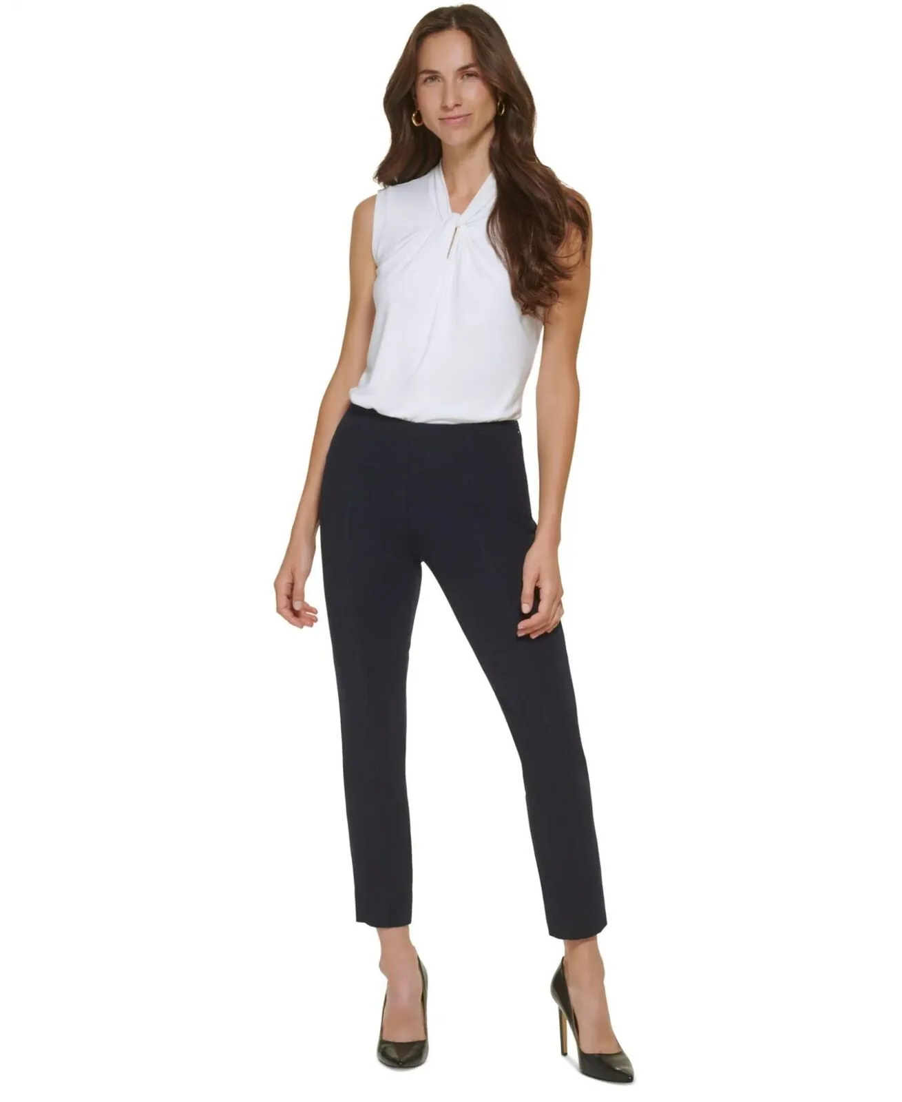 Tommy Hilfiger Women's Mid-Rise Side-Zip Flex Fit Pants H28PA268