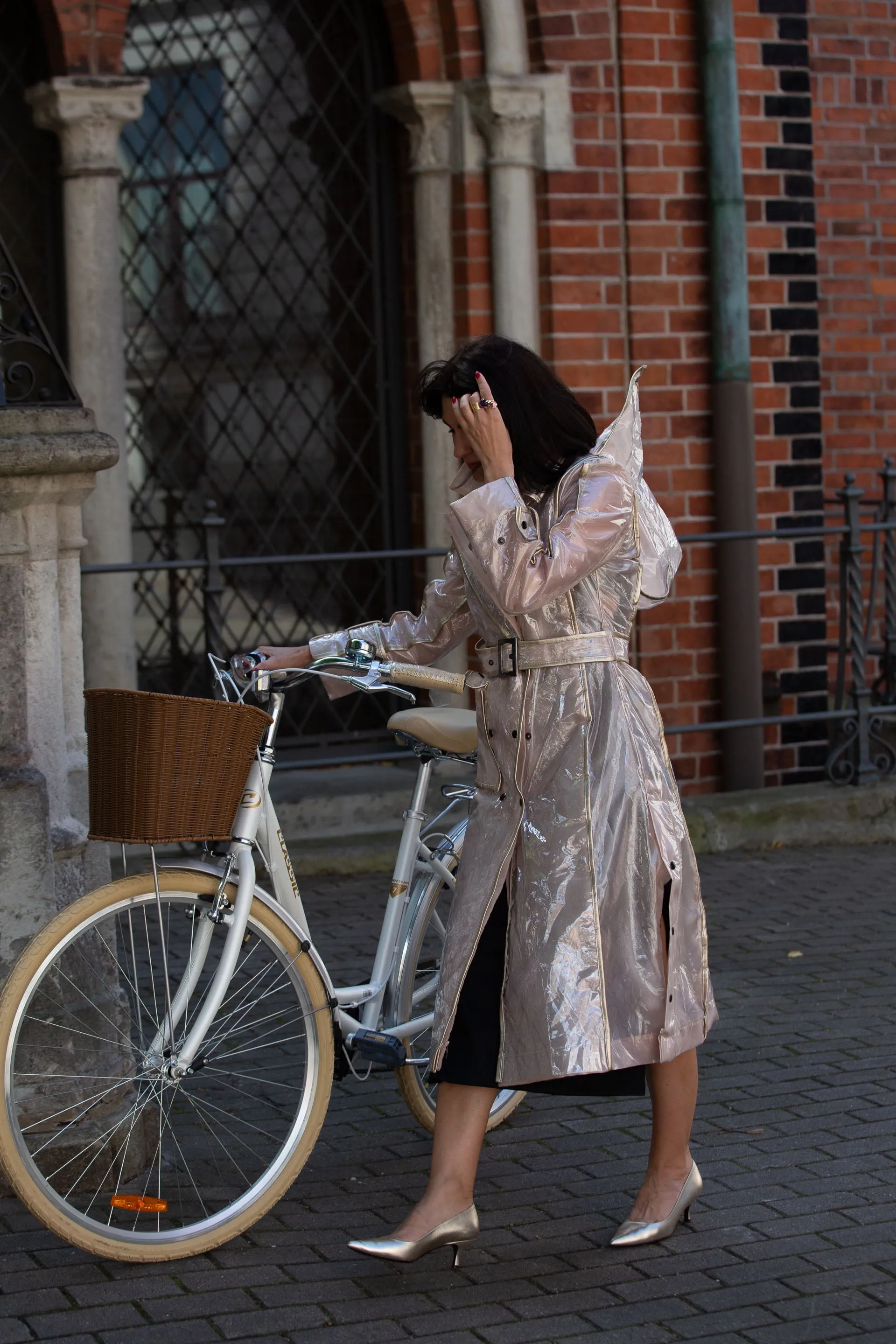 Transparent Trench coat. Gold dust.