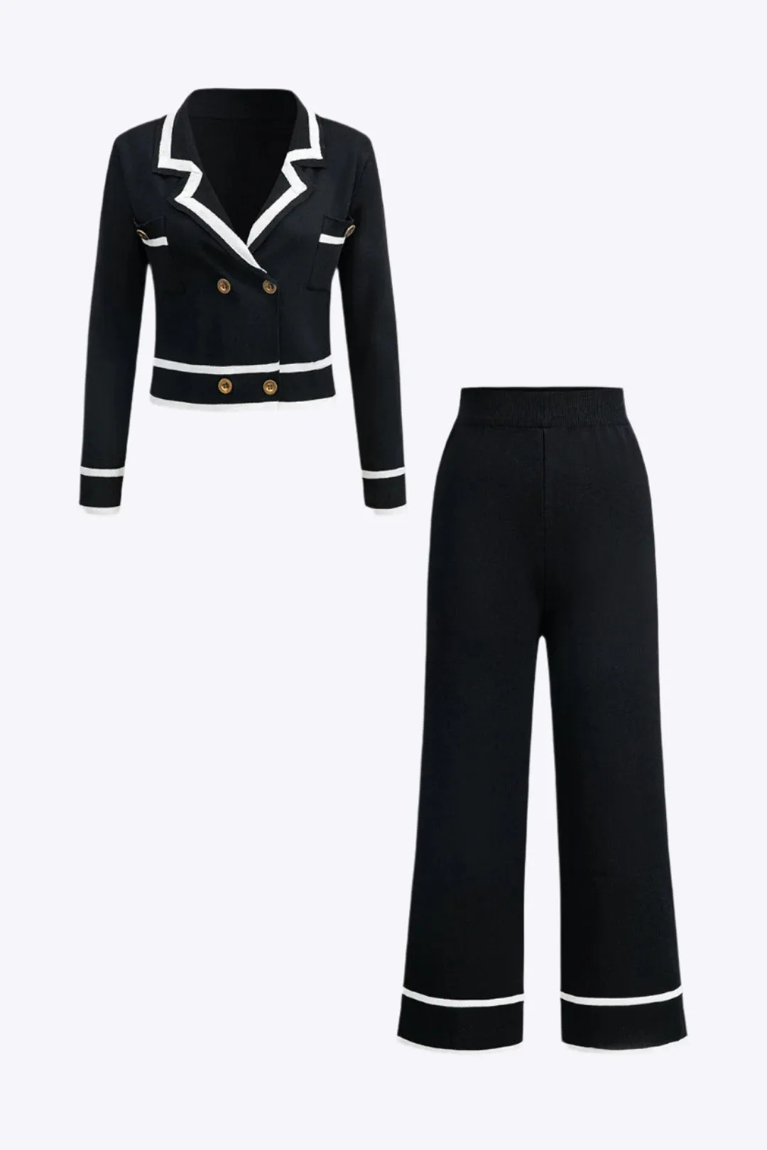 Trudy - Elegant Dual Tone Woman's Cardigan and Pants Set