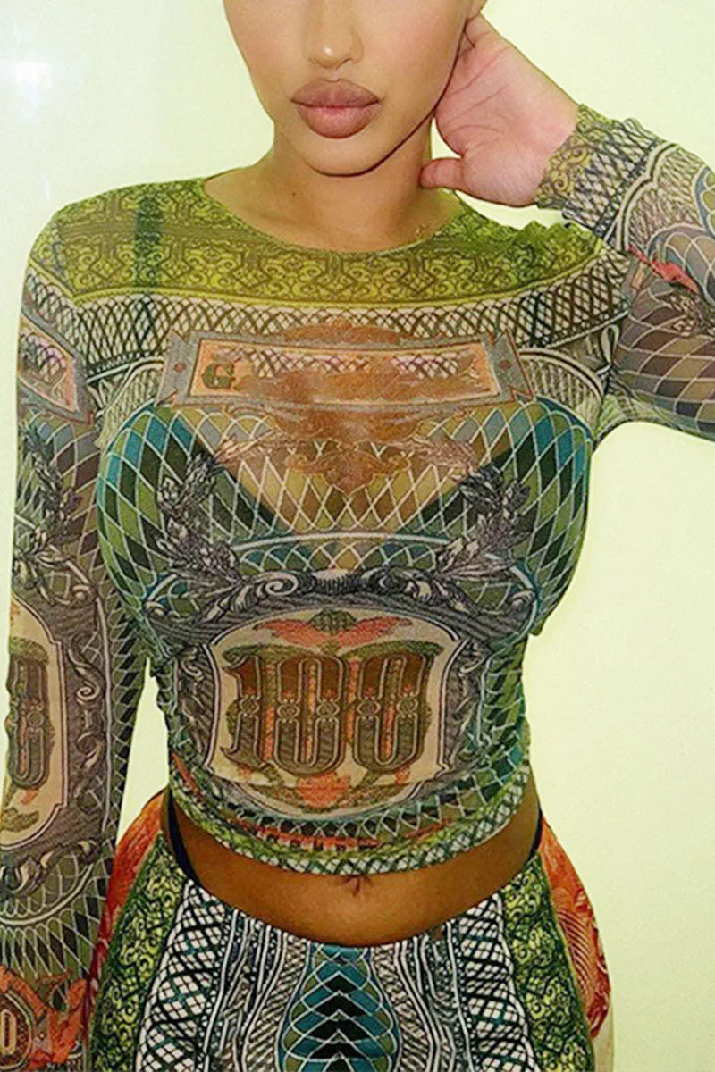 UI0102 Graphic Mesh Shirt and Pants Set