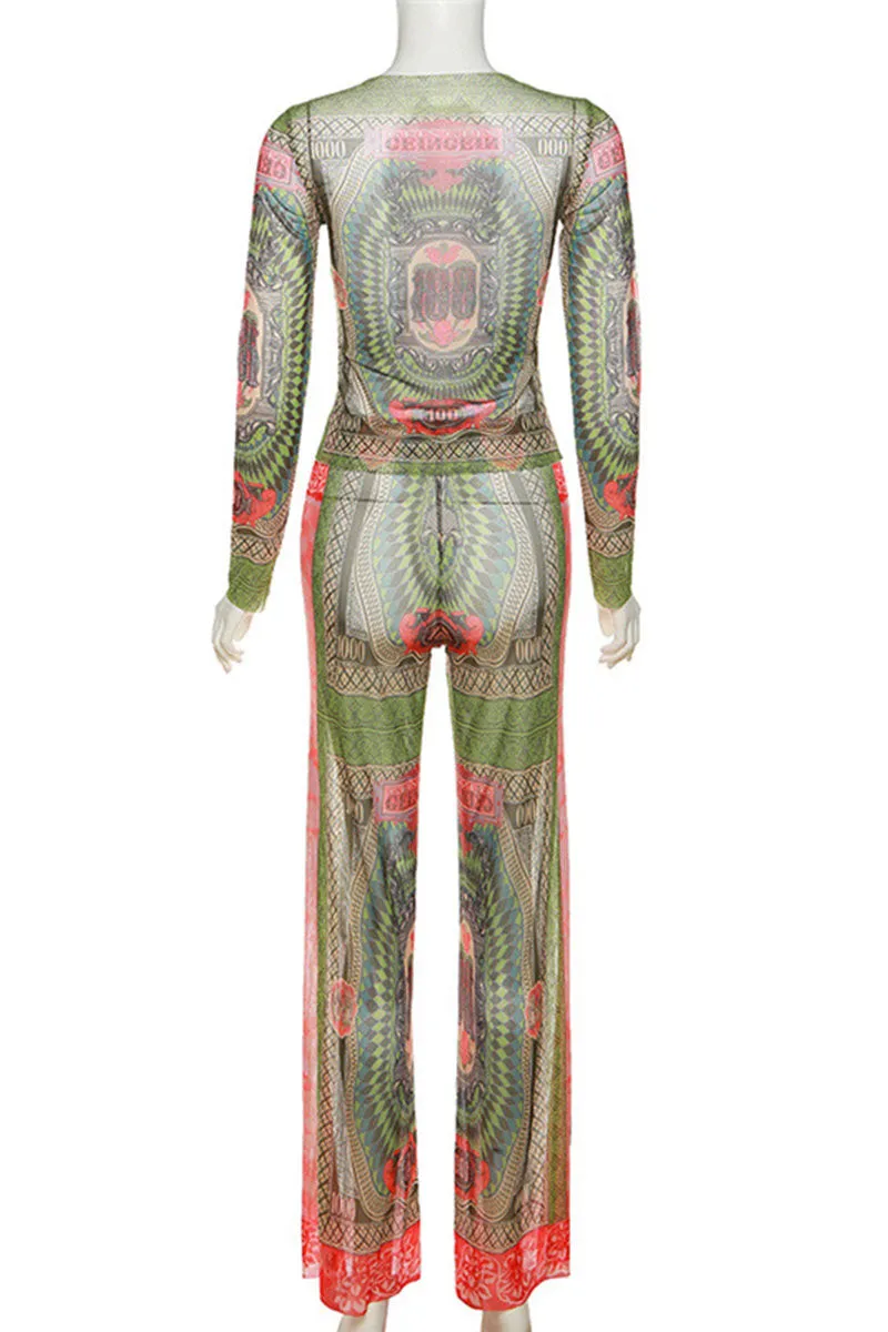 UI0102 Graphic Mesh Shirt and Pants Set