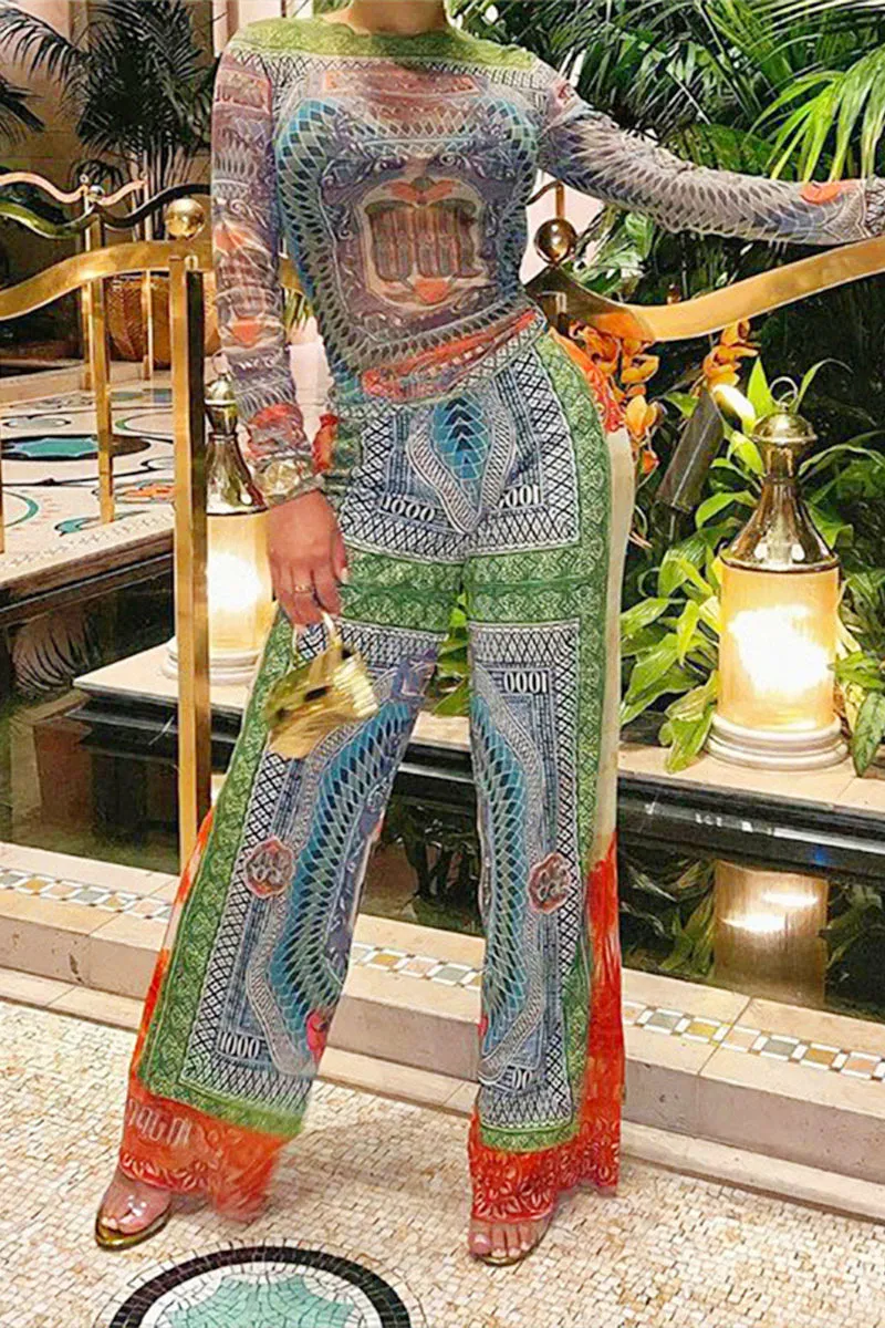 UI0102 Graphic Mesh Shirt and Pants Set