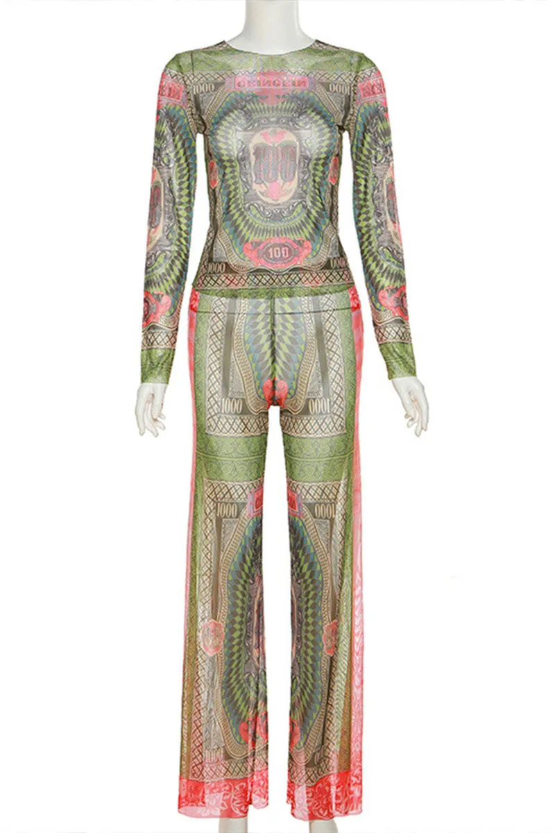 UI0102 Graphic Mesh Shirt and Pants Set