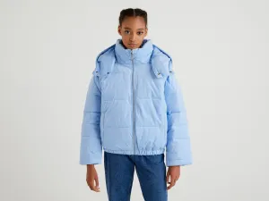Unisex Hooded Puffer Jacket with Detachable Collar