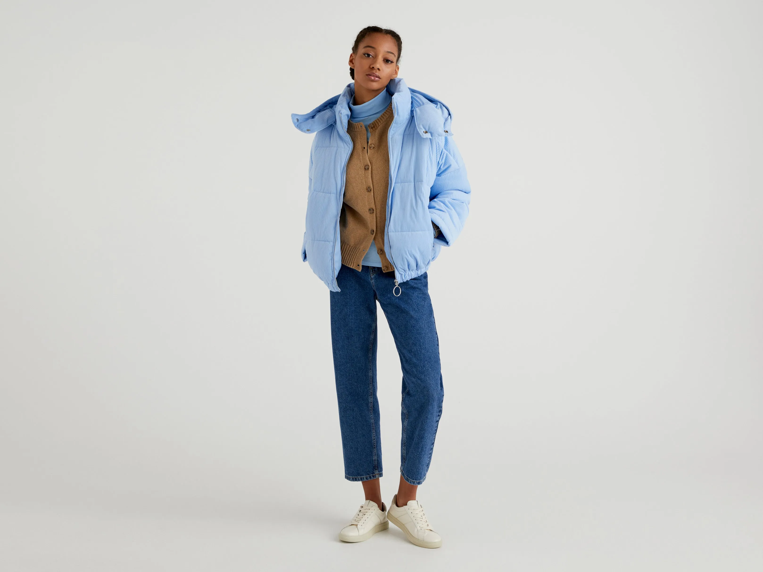 Unisex Hooded Puffer Jacket with Detachable Collar