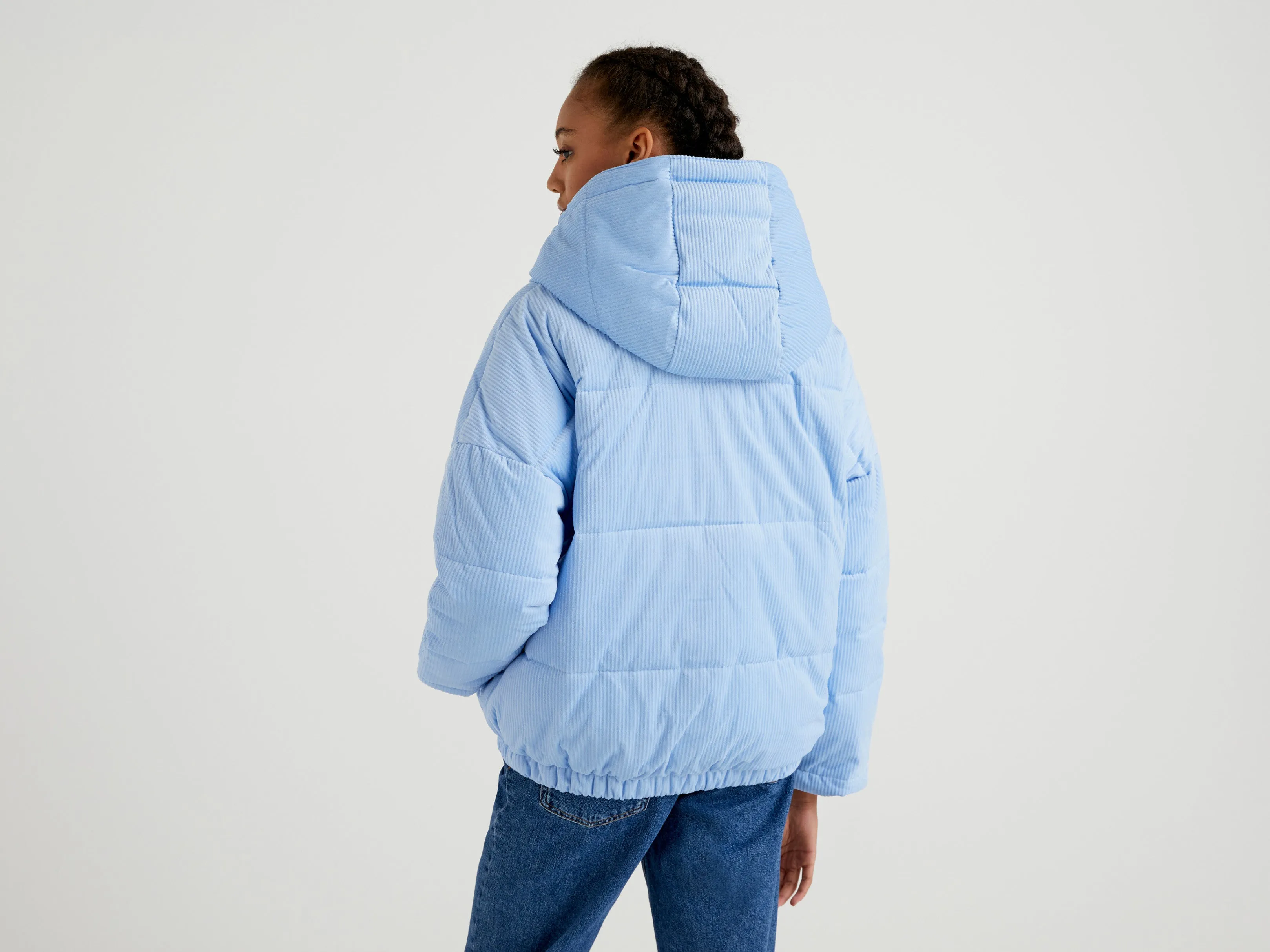 Unisex Hooded Puffer Jacket with Detachable Collar