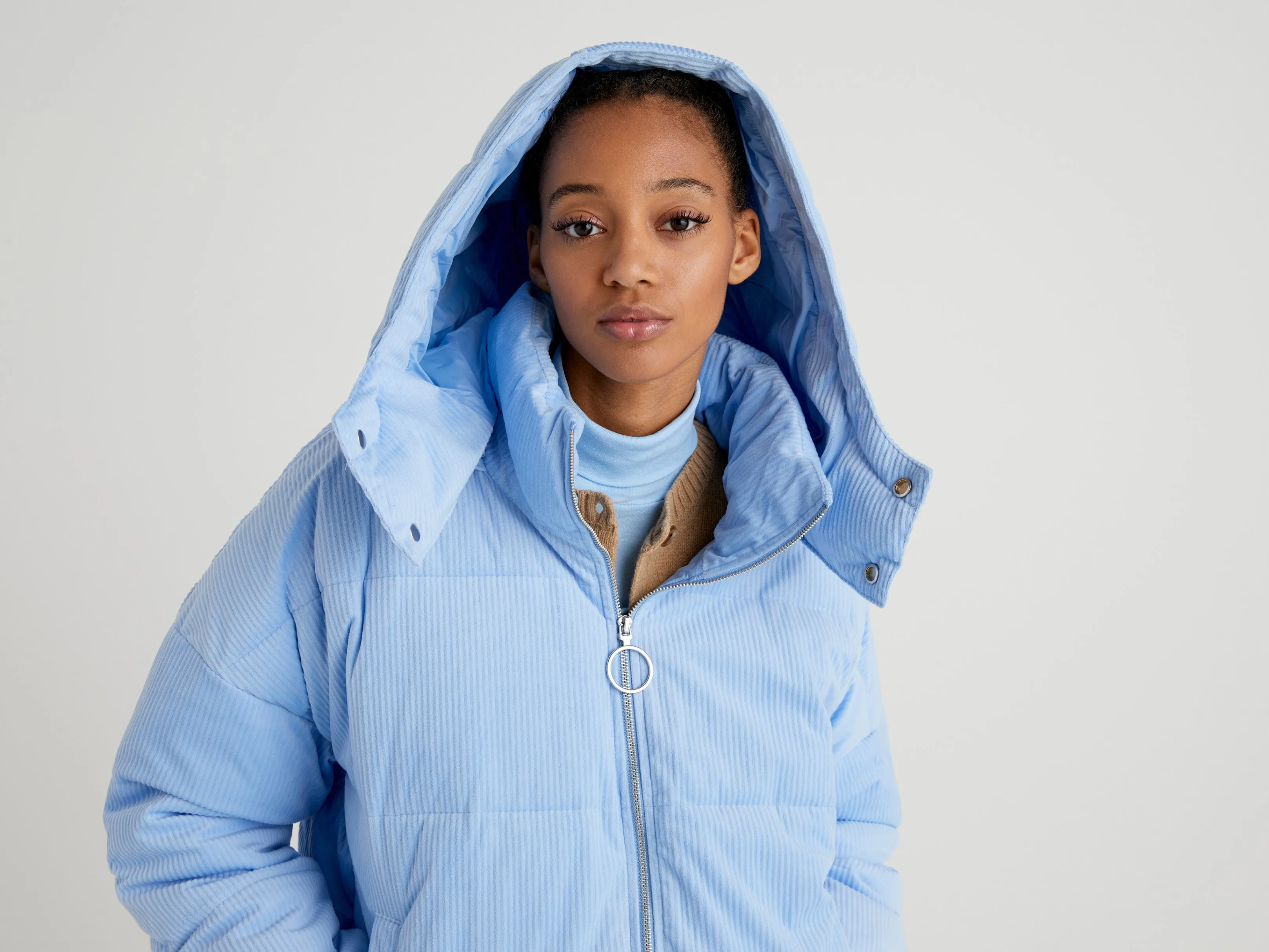 Unisex Hooded Puffer Jacket with Detachable Collar