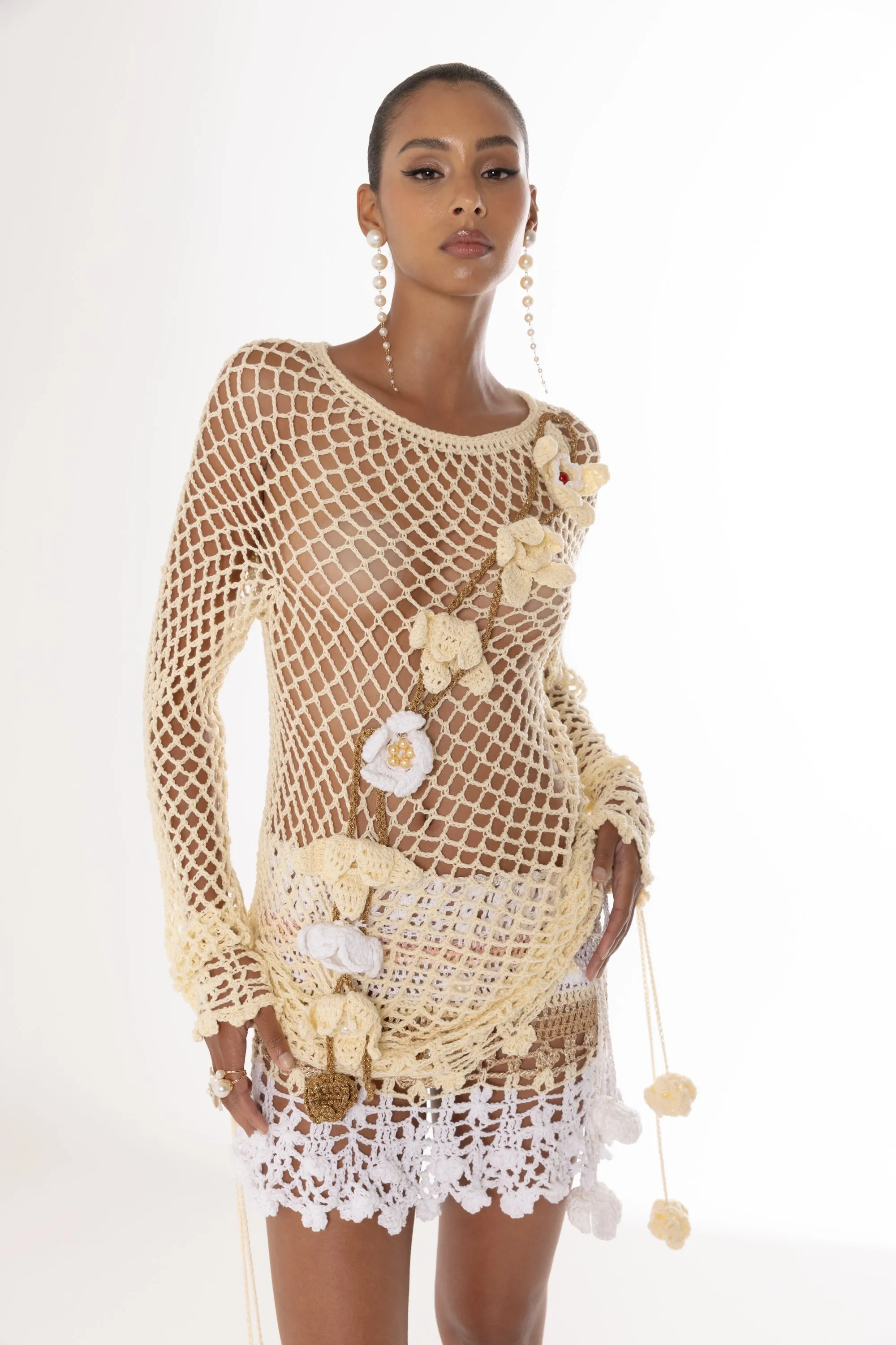 Vanilla Multicolor Handmade Crochet Top-Dress