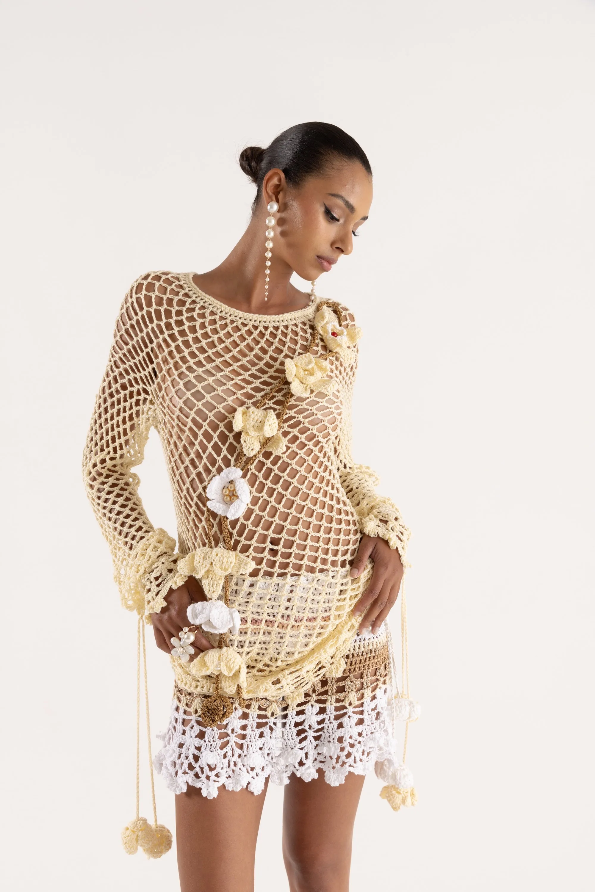 Vanilla Multicolor Handmade Crochet Top-Dress