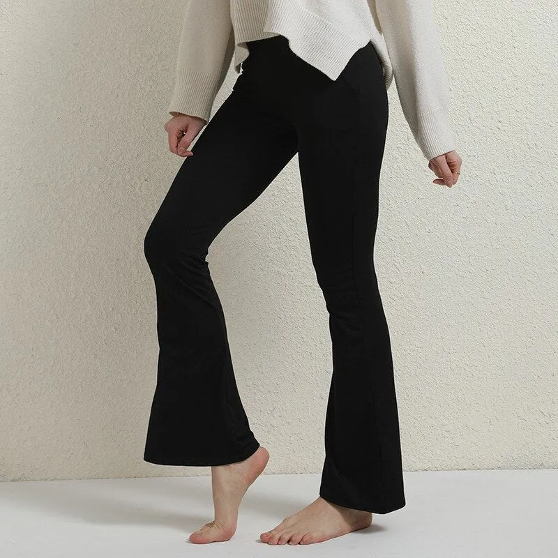 Vertical Striped Slim Fitted Long Flare Pants Stretchy Leggings Bell Bottom Gothic