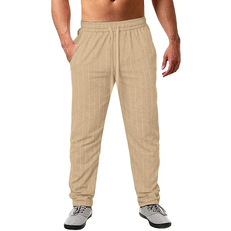 Vertical Stripes Linen Trousers