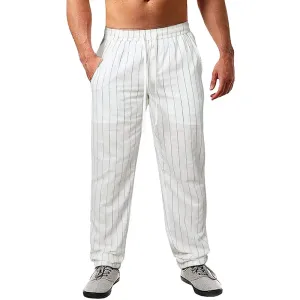 Vertical Stripes Linen Trousers