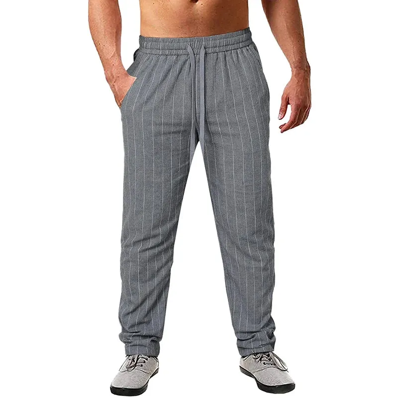 Vertical Stripes Linen Trousers