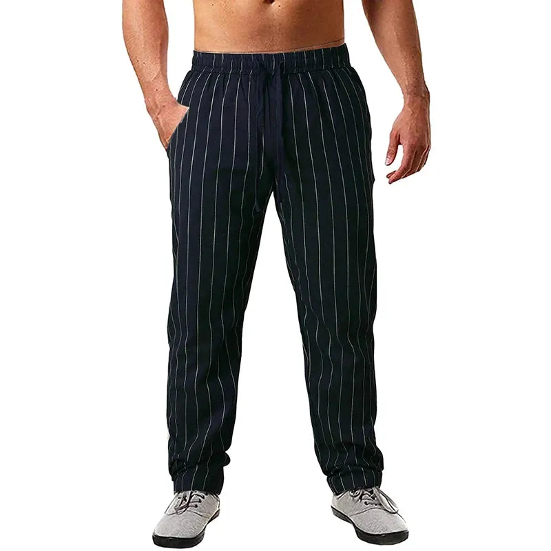 Vertical Stripes Linen Trousers