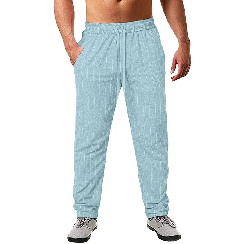 Vertical Stripes Linen Trousers