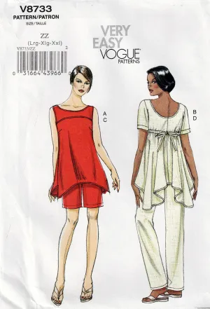 Very Easy Vogue 8733 Womens Yoked Tunic Shorts & Pants Out Of Print Sewing Pattern Size L - XXL UNCUT Factory Folded