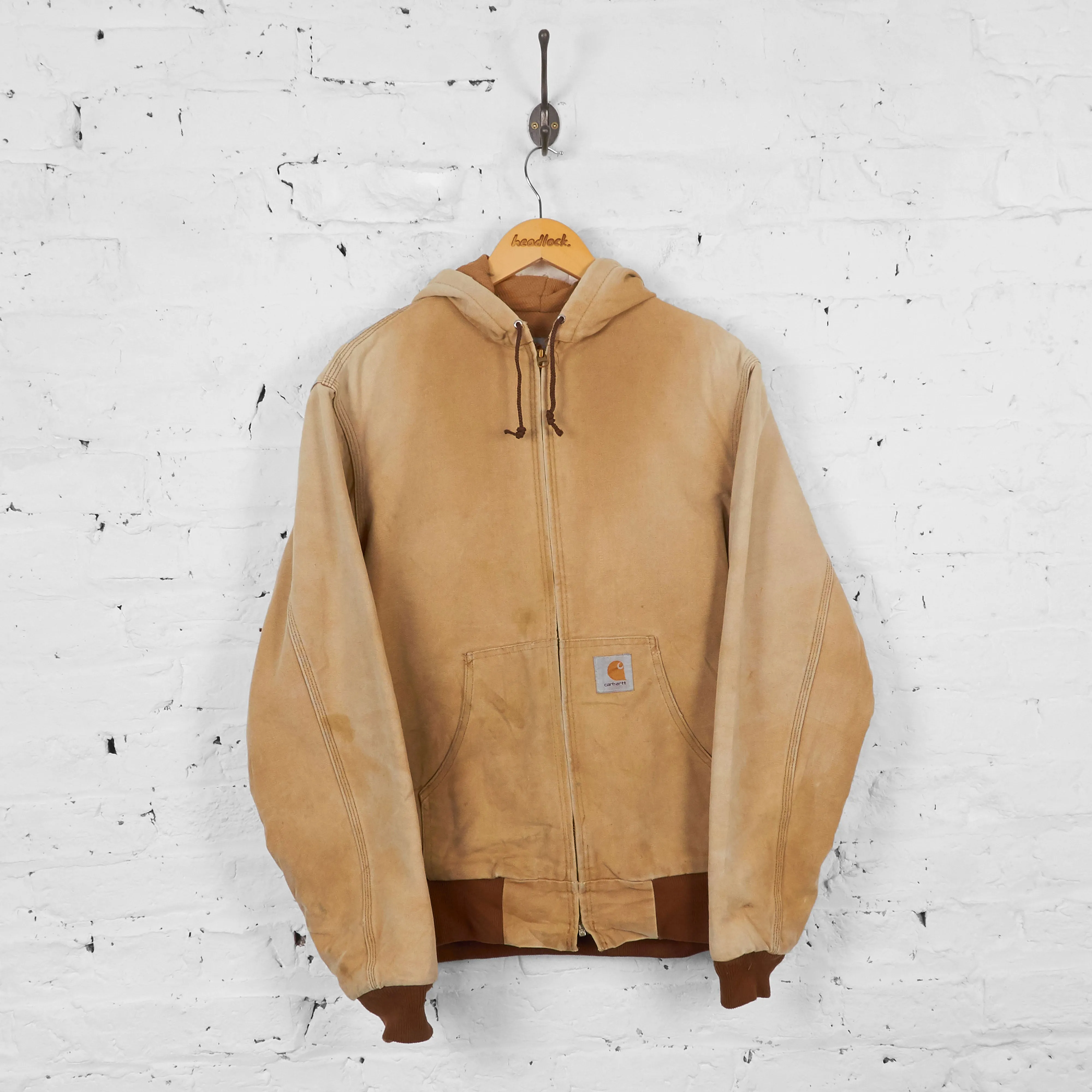 Vintage Hooded Carhartt Workwear Jacket - Beige - M