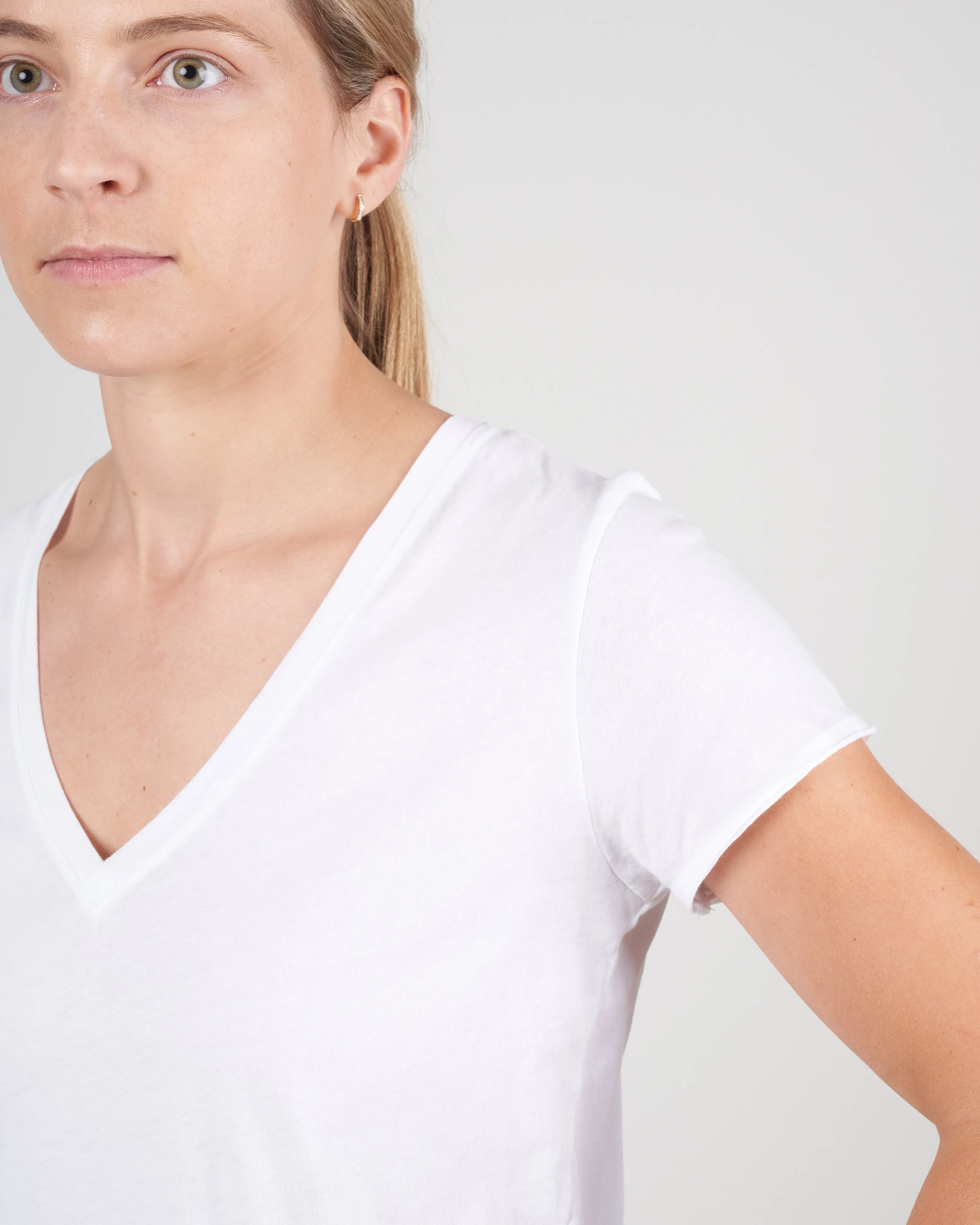 vintage jersey v neck tee - white