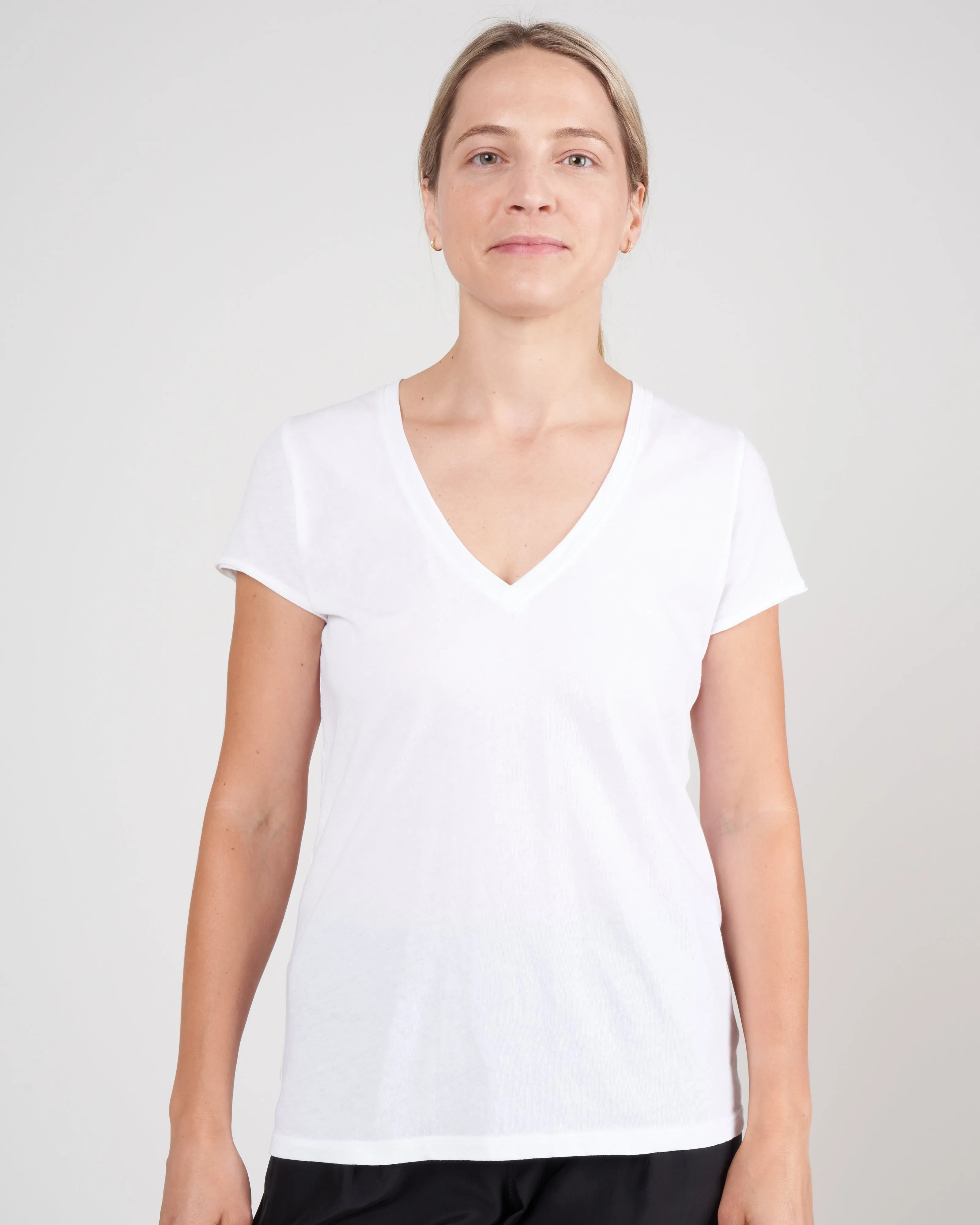 vintage jersey v neck tee - white