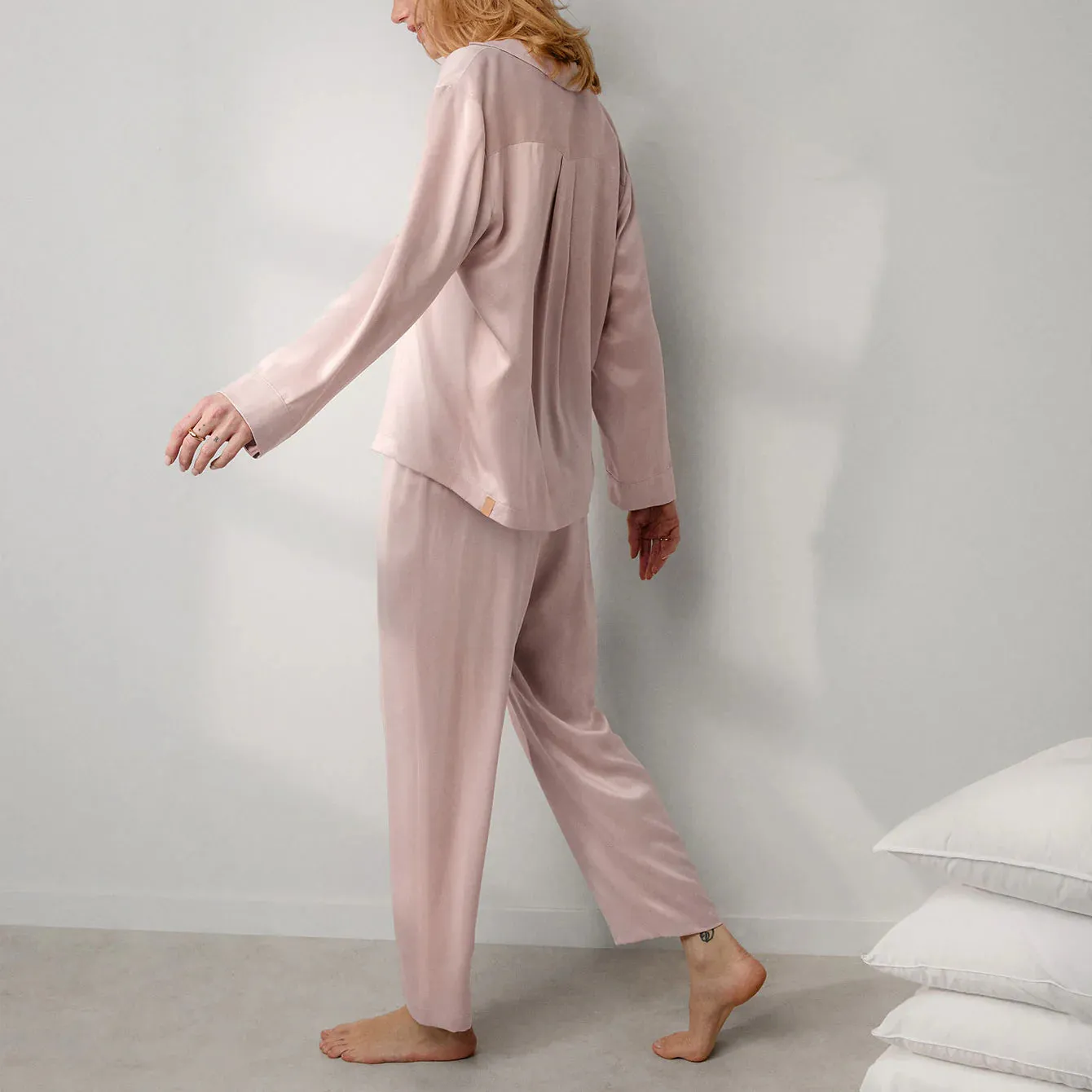 Washable Silk Long Sleeve Pant Set