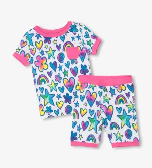 Watercolour Doodles Bamboo Short Pajama Set