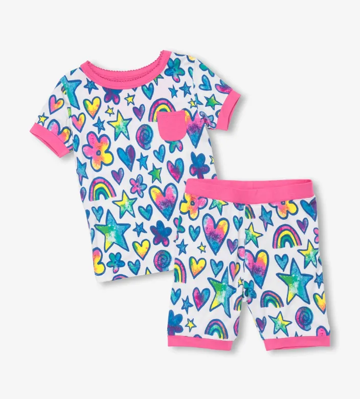 Watercolour Doodles Bamboo Short Pajama Set