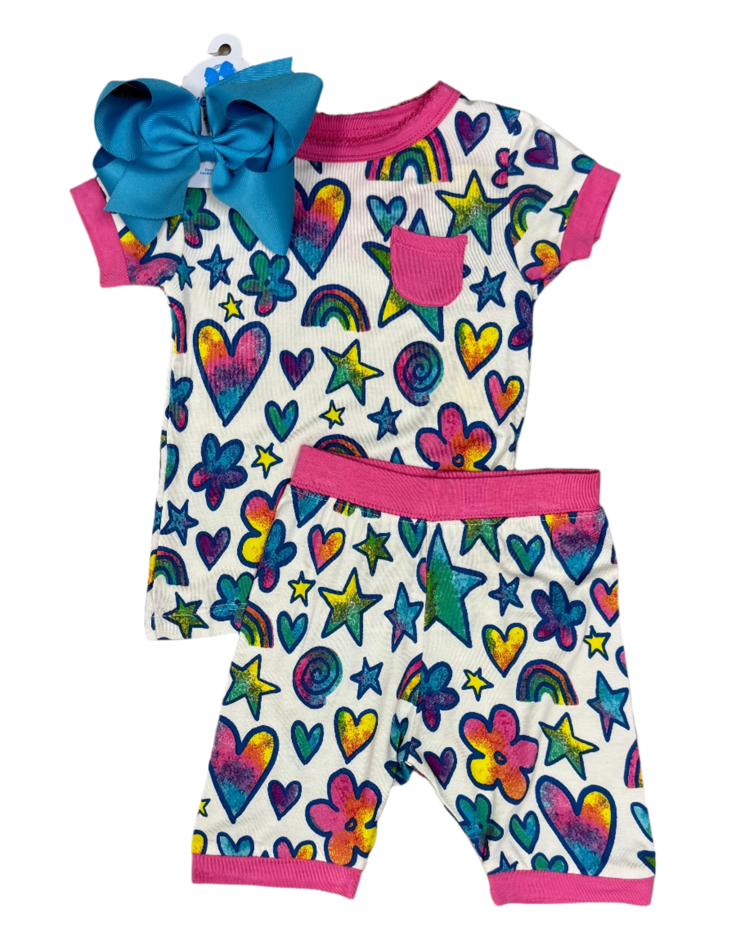 Watercolour Doodles Bamboo Short Pajama Set
