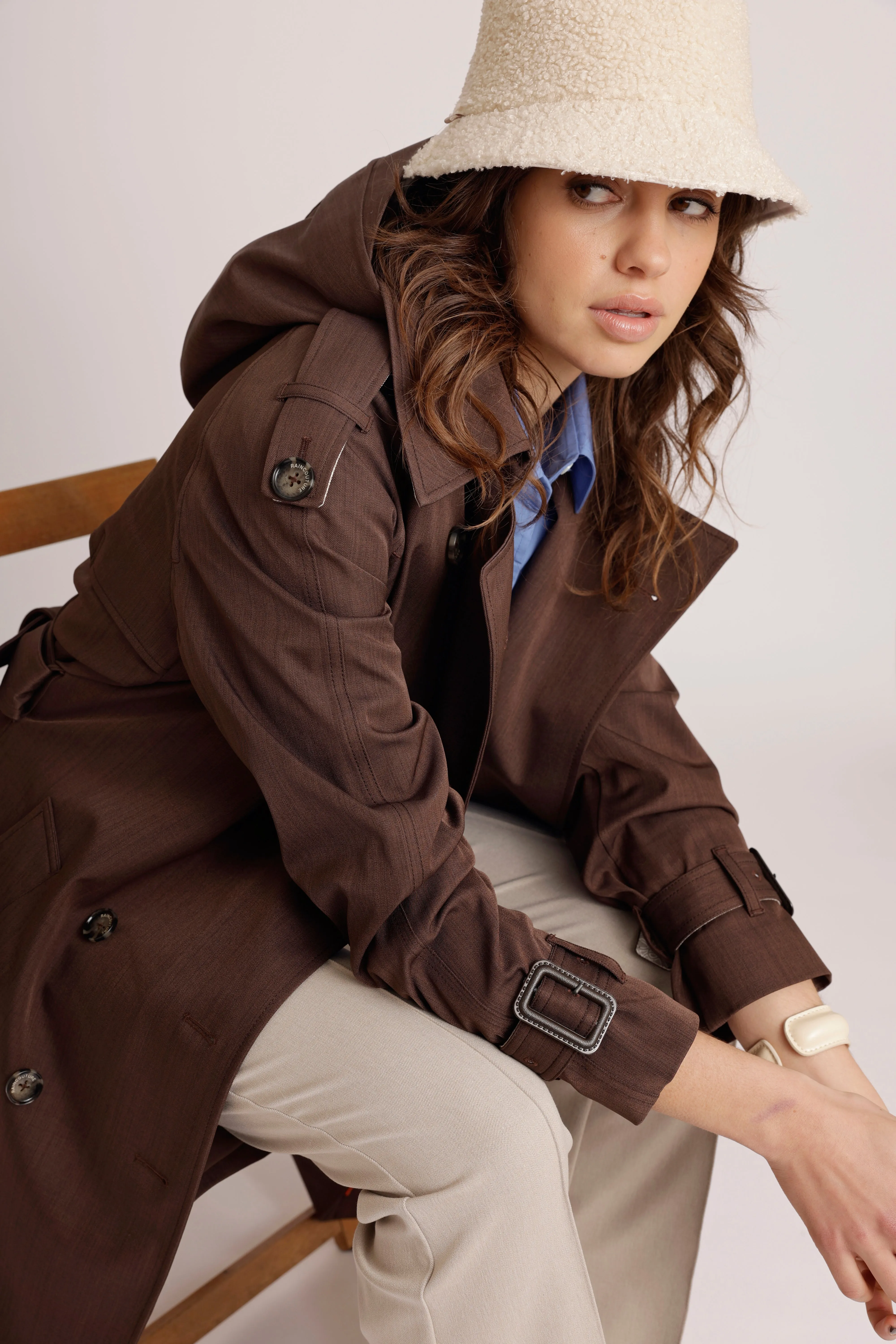Waterproof Relaxed Fit Trenchcoat  | Brown Melange