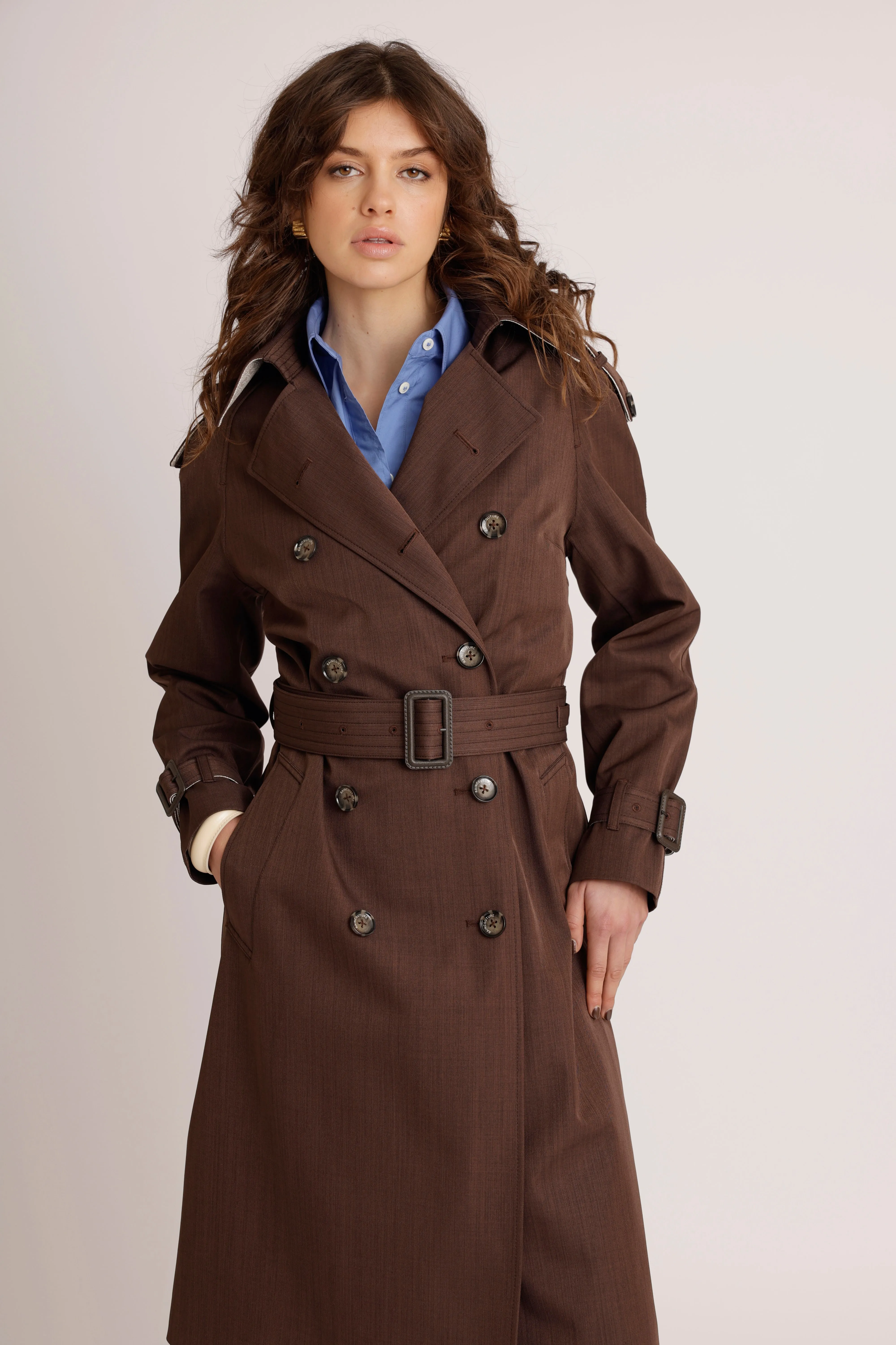 Waterproof Relaxed Fit Trenchcoat  | Brown Melange