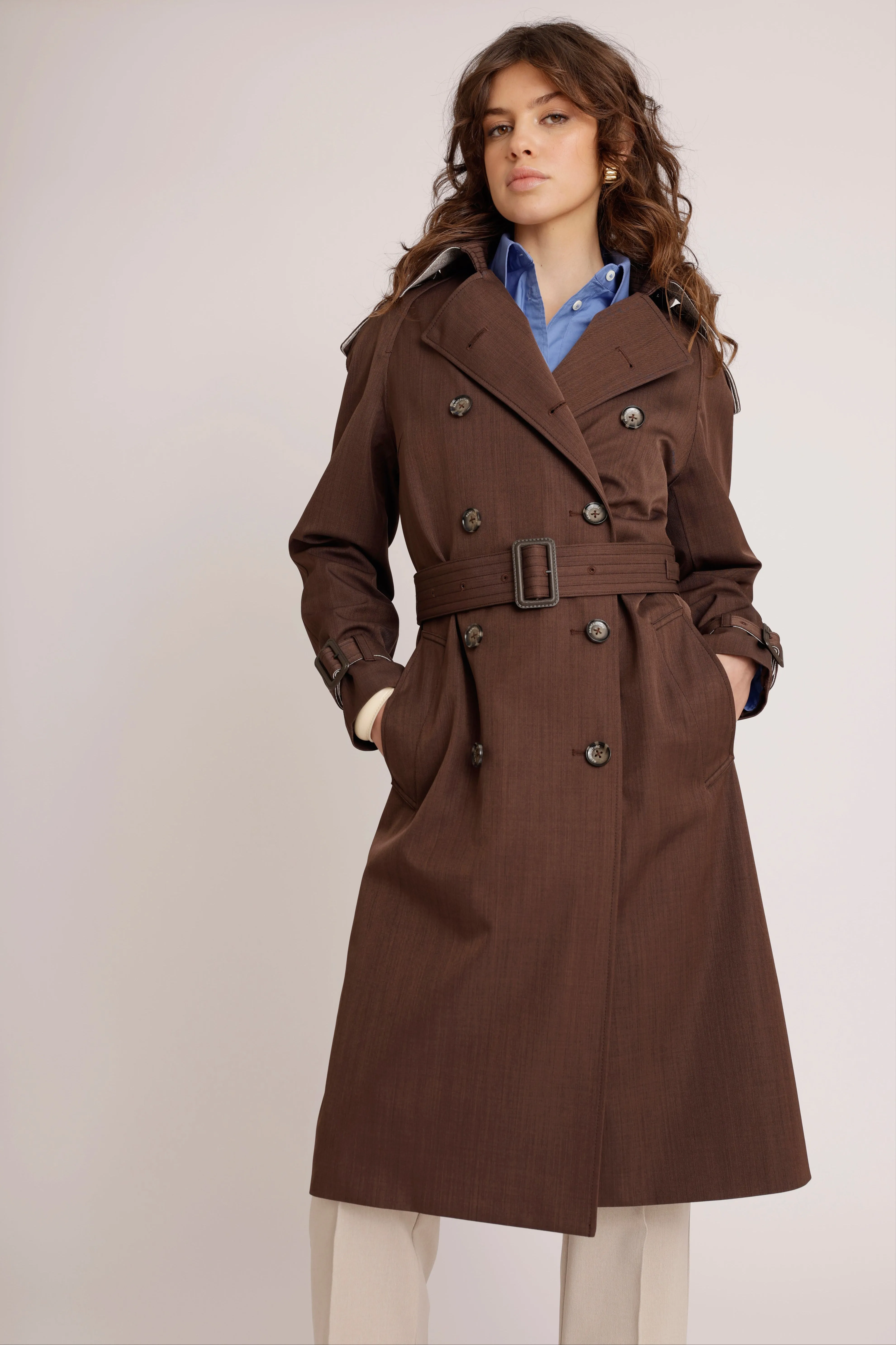 Waterproof Relaxed Fit Trenchcoat  | Brown Melange