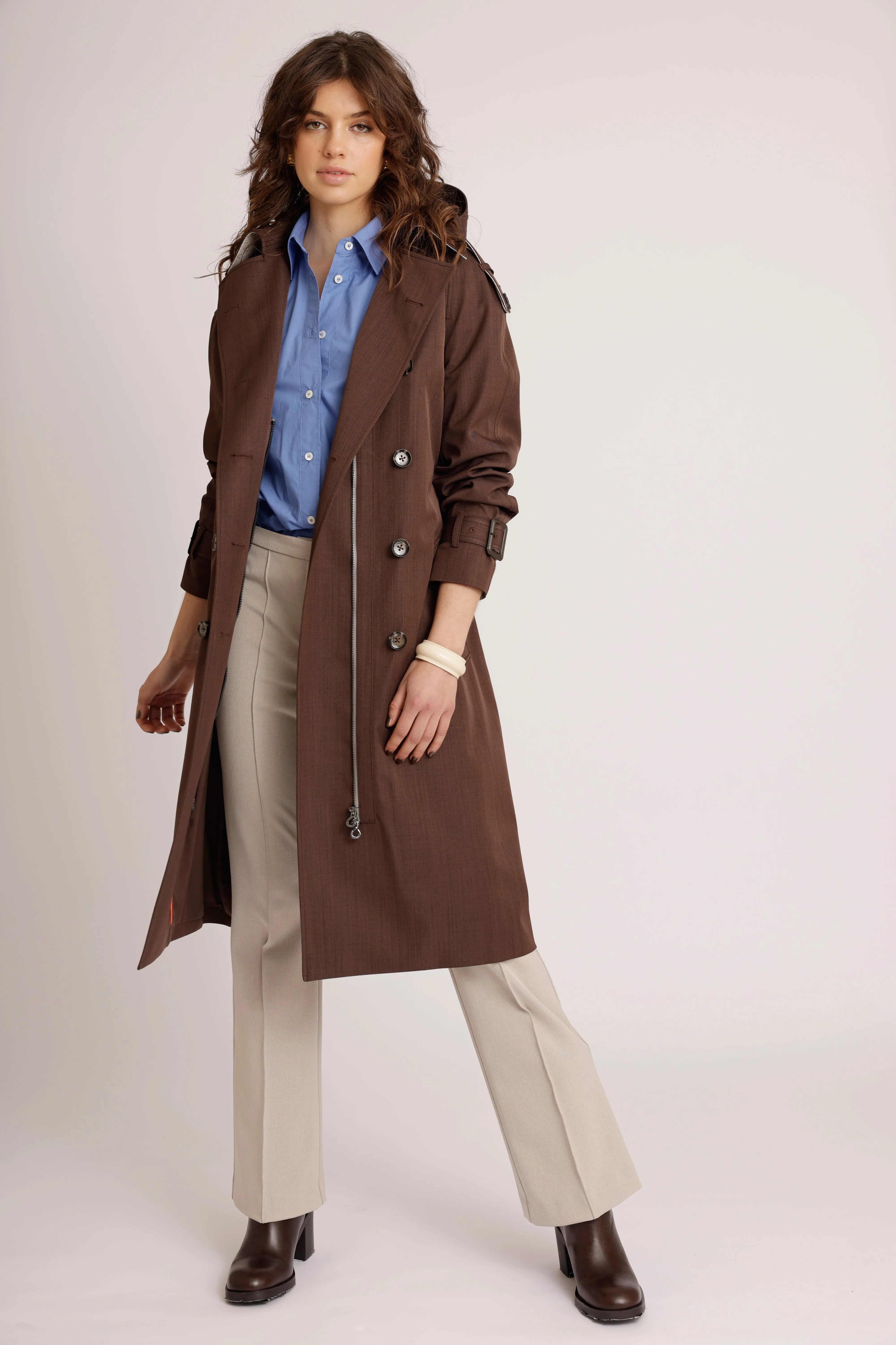 Waterproof Relaxed Fit Trenchcoat  | Brown Melange