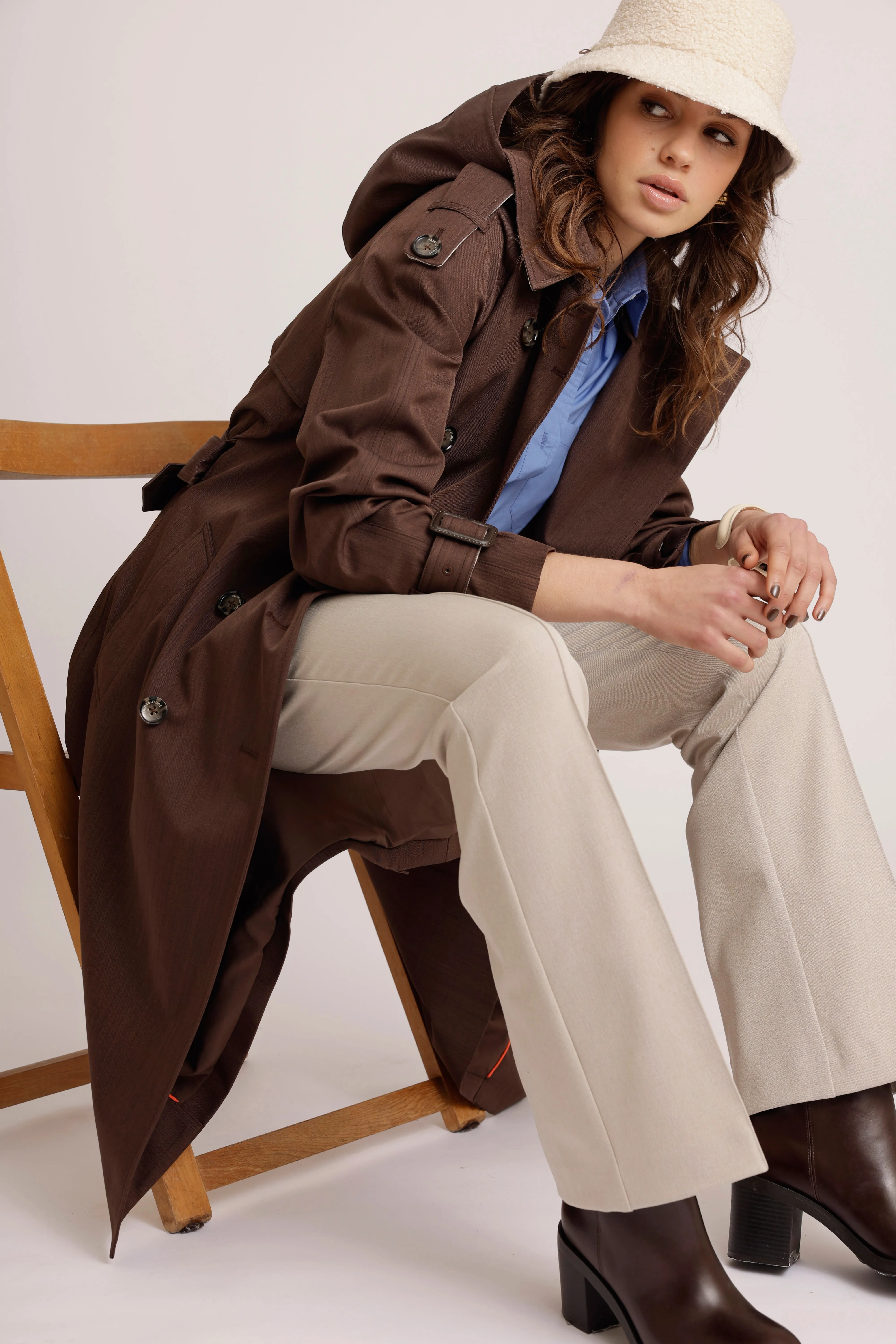 Waterproof Relaxed Fit Trenchcoat  | Brown Melange